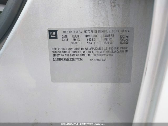 3G1BF6SMXJS607424 Chevrolet Cruze Premier Auto