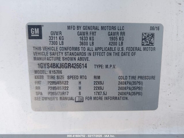 2016 CADILLAC ESCALADE 1GYS4BKJ6GR426614 Photo 8