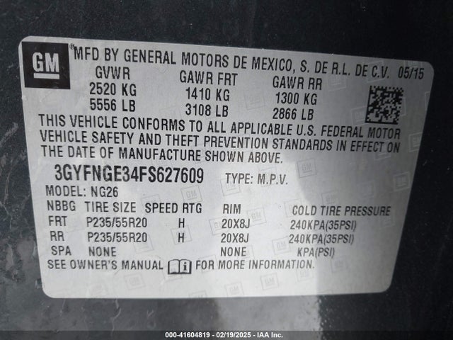 2015 CADILLAC SRX 3GYFNGE34FS627609 Photo 8