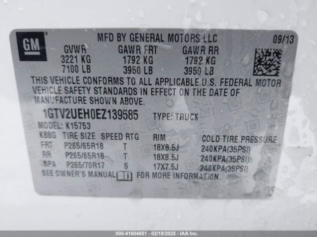 1GTV2UEH0EZ139585 GMC Sierra 1500 Sle