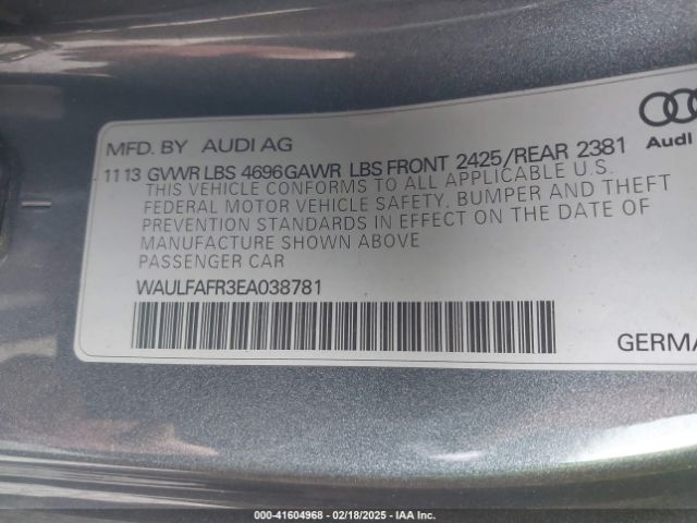 WAULFAFR3EA038781 Audi A5 2.0t Premium