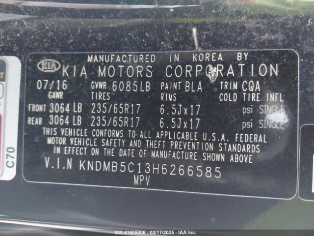 KNDMB5C13H6266585 KIA SEDONA LX