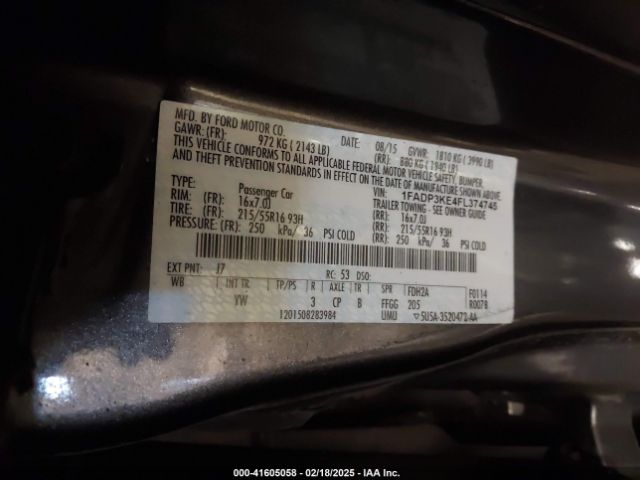 2015 FORD FOCUS 1FADP3KE4FL374745 Photo 8