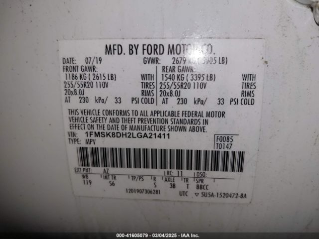 1FMSK8DH2LGA21411 Ford EXPLORER XLT
