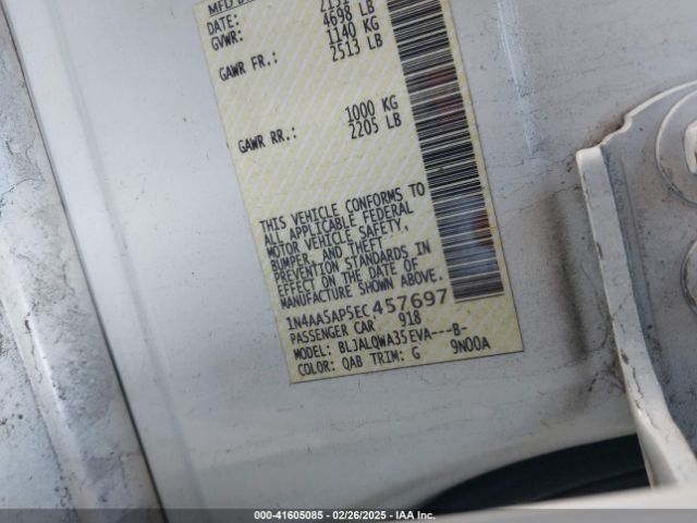 1N4AA5AP5EC457697 Nissan Maxima 3.5 S/3.5 Sv