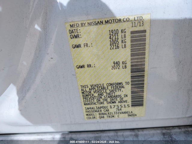 1N4AL3AP0EC175515 Nissan Altima 2.5 S