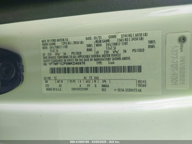 Ford F-150 Xl 2021 1FTMF1CP9MKD46976 Image 9