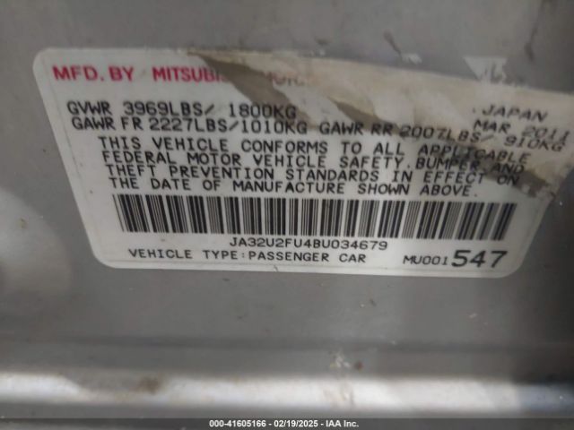 2011 MITSUBISHI LANCER JA32U2FU4BU034679 Photo 8