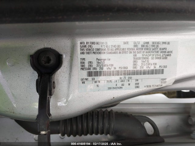 1FADP3F25HL272485 Ford FOCUS SE