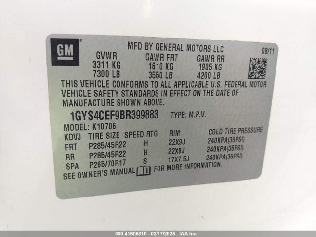 2011 CADILLAC ESCALADE 1GYS4CEF9BR399883 Photo 8