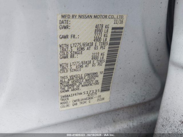 1N6BA1F47HN517135 Nissan Titan Xd Pro-4x Diesel