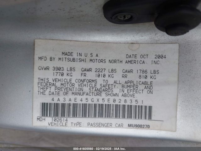 2005 MITSUBISHI ECLIPSE SPYDER 4A3AE45GX5E028351 Photo 8
