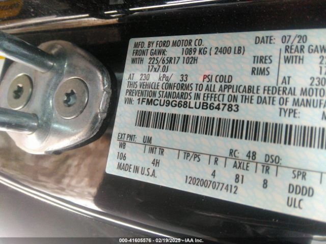 1FMCU9G68LUB64783 Ford ESCAPE SE