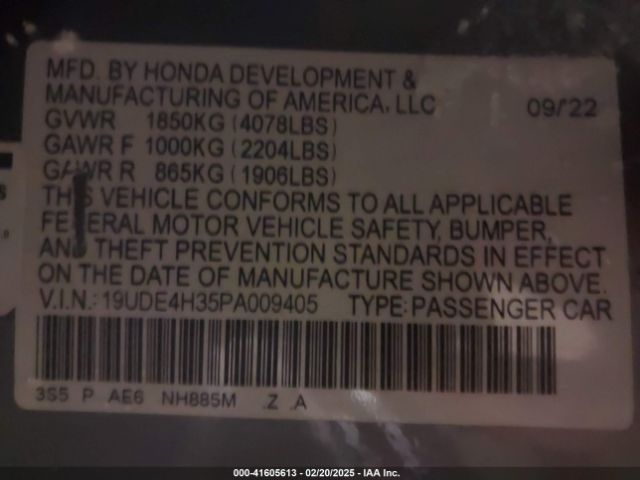 19UDE4H35PA009405 Acura Integra A-spec