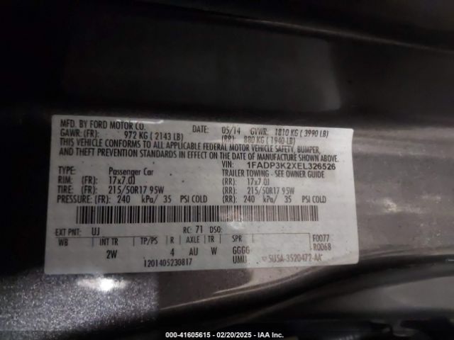 1FADP3K2XEL326526 Ford FOCUS SE