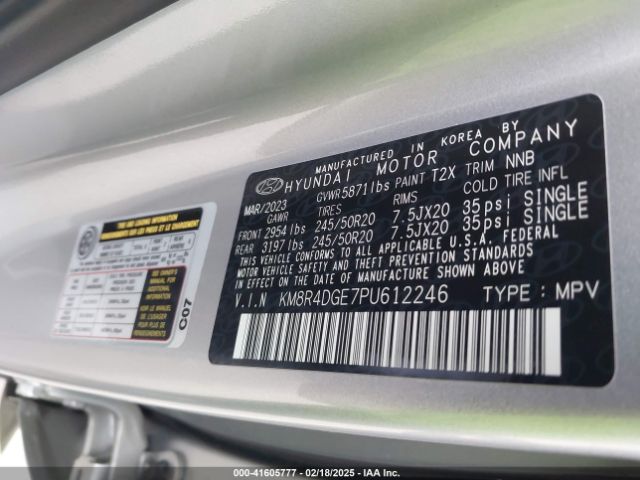 KM8R4DGE7PU612246 Hyundai Palisade Sel