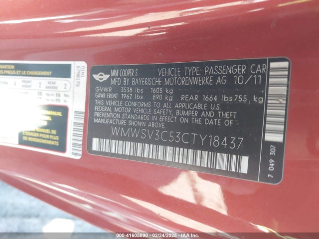 2012 MINI COOPER S WMWSV3C53CTY18437 Photo 8