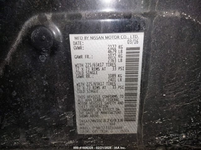 5N1AT2MV1GC826938 Nissan ROGUE SV