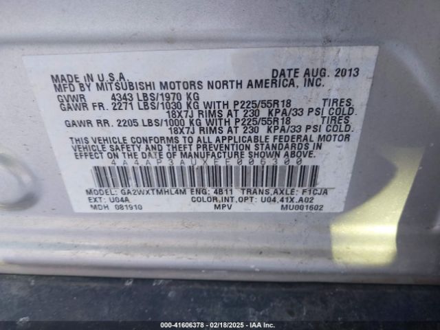 4A4AP3AUXEE006300 Mitsubishi Outlander Sport Es