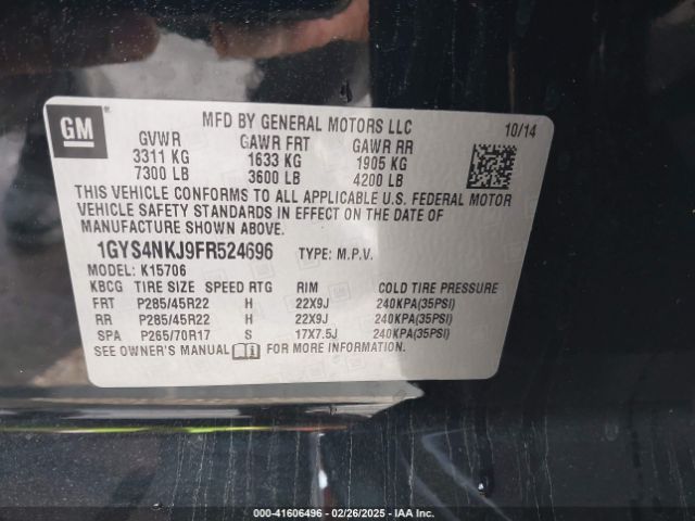 1GYS4NKJ9FR524696 Cadillac Escalade Premium
