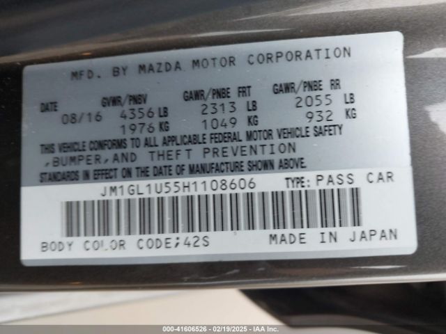 JM1GL1U55H1108606 Mazda Mazda6 Sport