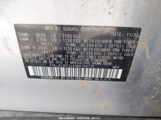 4S4BTGLD9M3144735 Subaru Outback Onyx Edition Xt