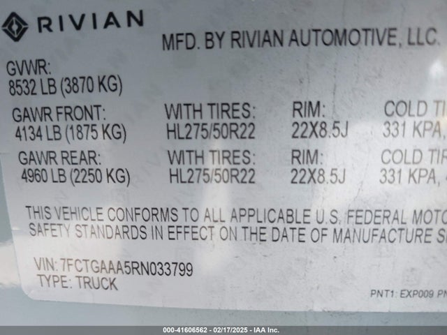 Rivian R1t Adventure Quad Motor Large Pack 2024 7FCTGAAA5RN033799 Image 9