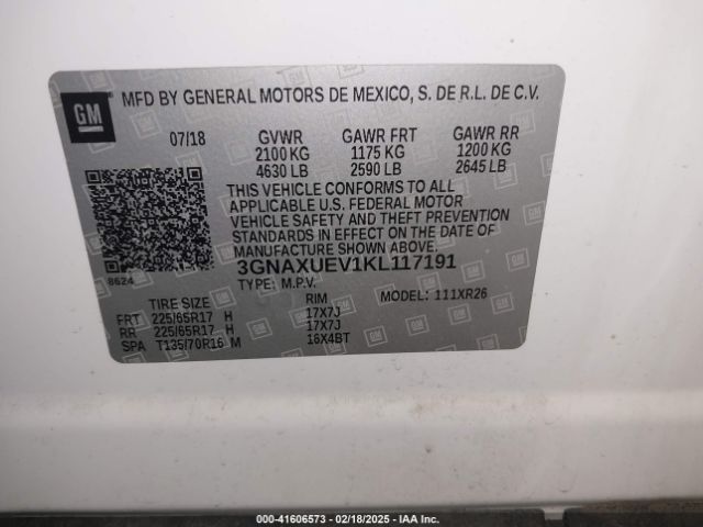 2019 CHEVROLET EQUINOX 3GNAXUEV1KL117191 Photo 8