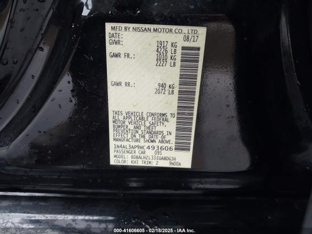 Nissan Altima 2.5 Sr 2017 1N4AL3AP9HC493606 Image 9
