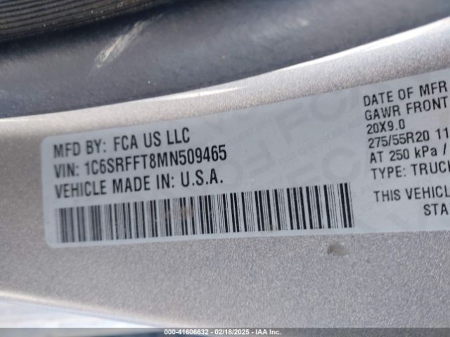 1C6SRFFT8MN509465 RAM 1500 Big Horn  4x4 5'7 Box