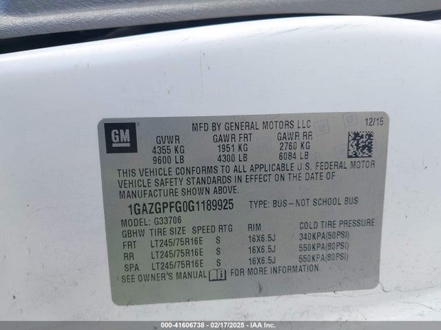 Chevrolet Express 3500 Lt 2016 1GAZGPFG0G1189925 Image 9