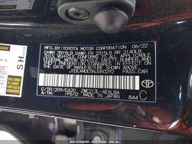 Toyota Corolla Hybrid Le 2022 JTDEAMDE5NJ060292 Image 9