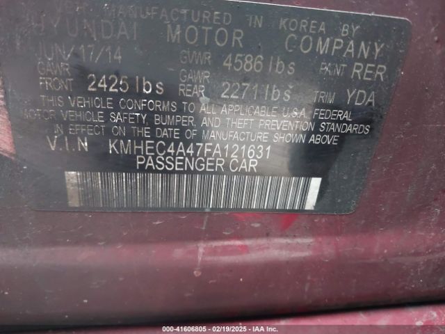 KMHEC4A47FA121631 Hyundai Sonata Hybrid Limited