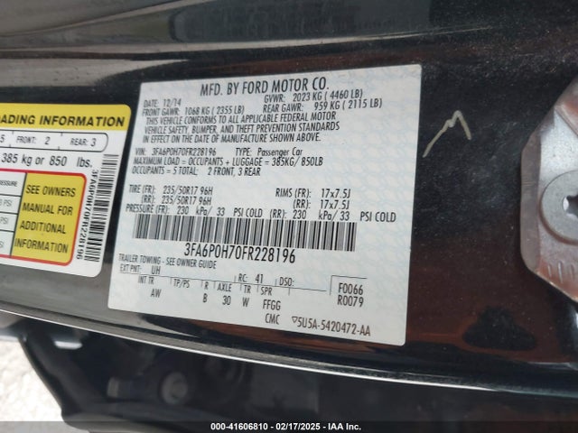 3FA6P0H70FR228196 Ford FUSION SE