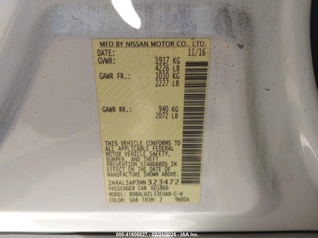1N4AL3AP3HN323472 Nissan Altima 2.5 Sr