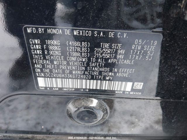3CZRU6H33KG724920 Honda HR-V LX