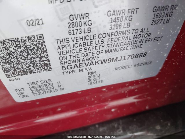 5GAEVAKW9MJ170888 Buick Enclave Awd Essence