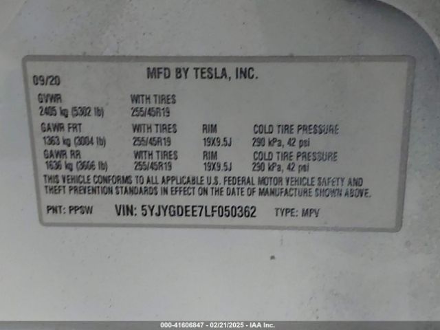 5YJYGDEE7LF050362 Tesla Model Y Long Range Dual Motor All-wheel Drive