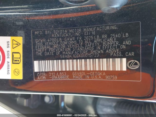 58ABK1GGXGU015723 Lexus ES 350