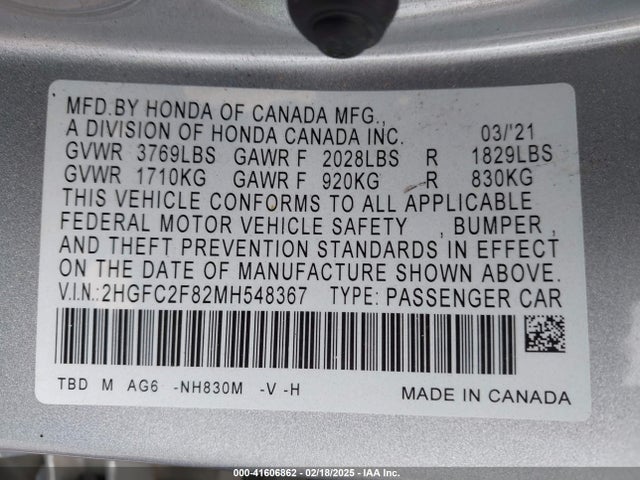 Honda Civic Sport 2021 2HGFC2F82MH548367 Image 9
