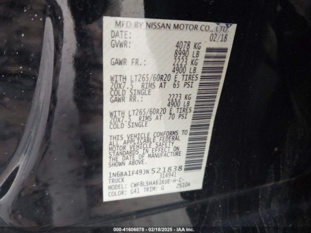1N6BA1F49JN521838 Nissan Titan Xd Sv Diesel