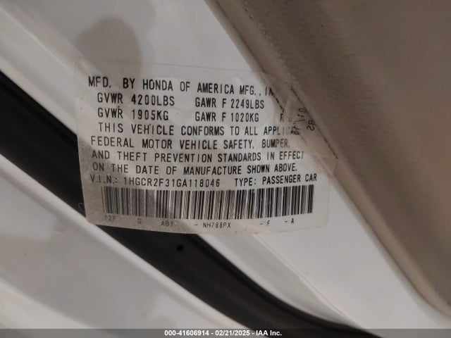 1HGCR2F31GA118046 Honda ACCORD LX