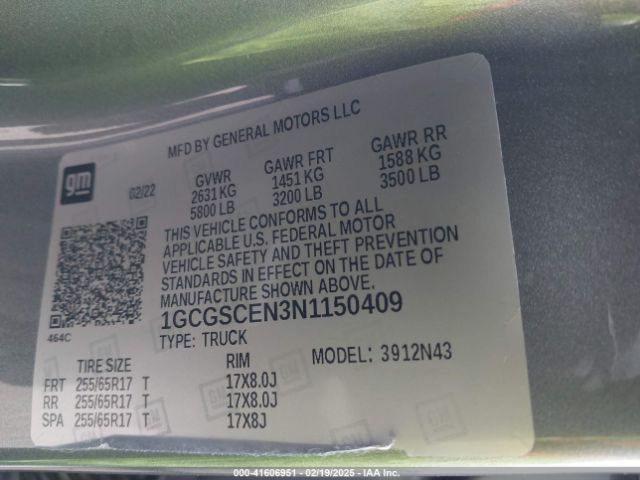 1GCGSCEN3N1150409 Chevrolet Colorado 2wd  Short Box Lt