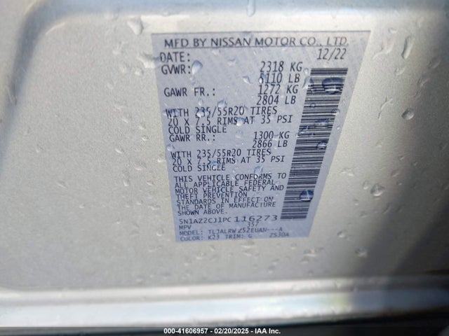 5N1AZ2CJ1PC116273 Nissan Murano Sl Fwd