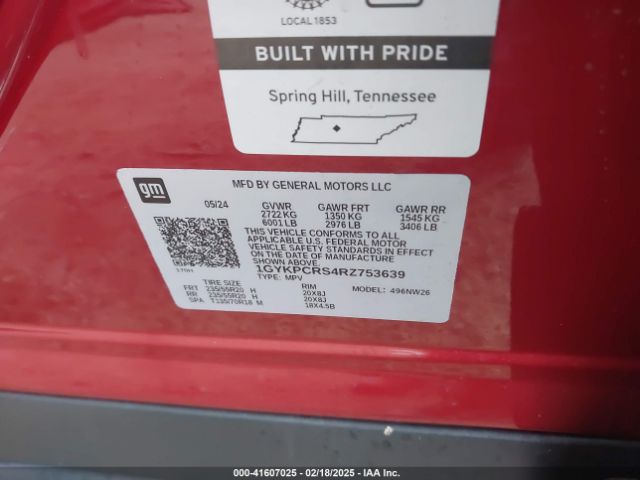 1GYKPCRS4RZ753639 Cadillac Xt6 Fwd Premium Luxury
