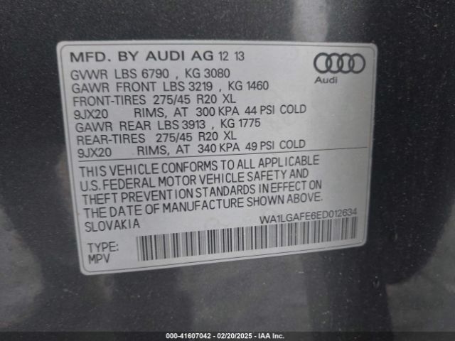 WA1LGAFE6ED012634 Audi Q7 3.0t Premium