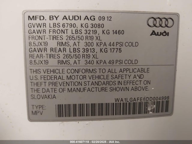 2013 AUDI Q7 WA1LGAFE6DD004998 Photo 8