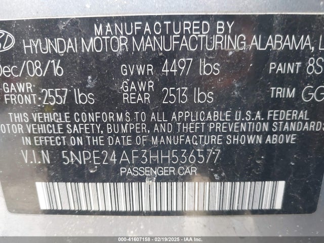 Hyundai SONATA SE 2017 5NPE24AF3HH536577 Image 9