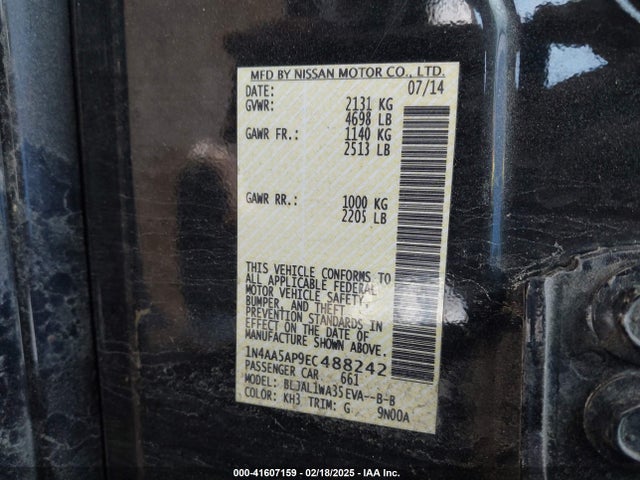 Nissan Maxima 3.5 Sv 2014 1N4AA5AP9EC488242 Image 9