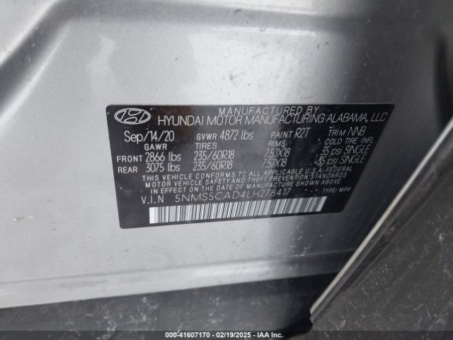 5NMS5CAD4LH278417 Hyundai Santa Fe Limited
